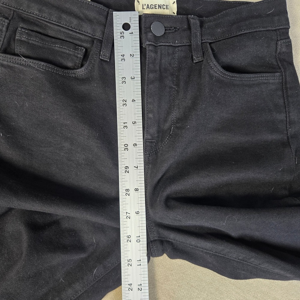 L'AGENCE High Line High Rise Skinny Black Jeans Size 24 Distressed Fray Hem‎ - Picture 5 of 9